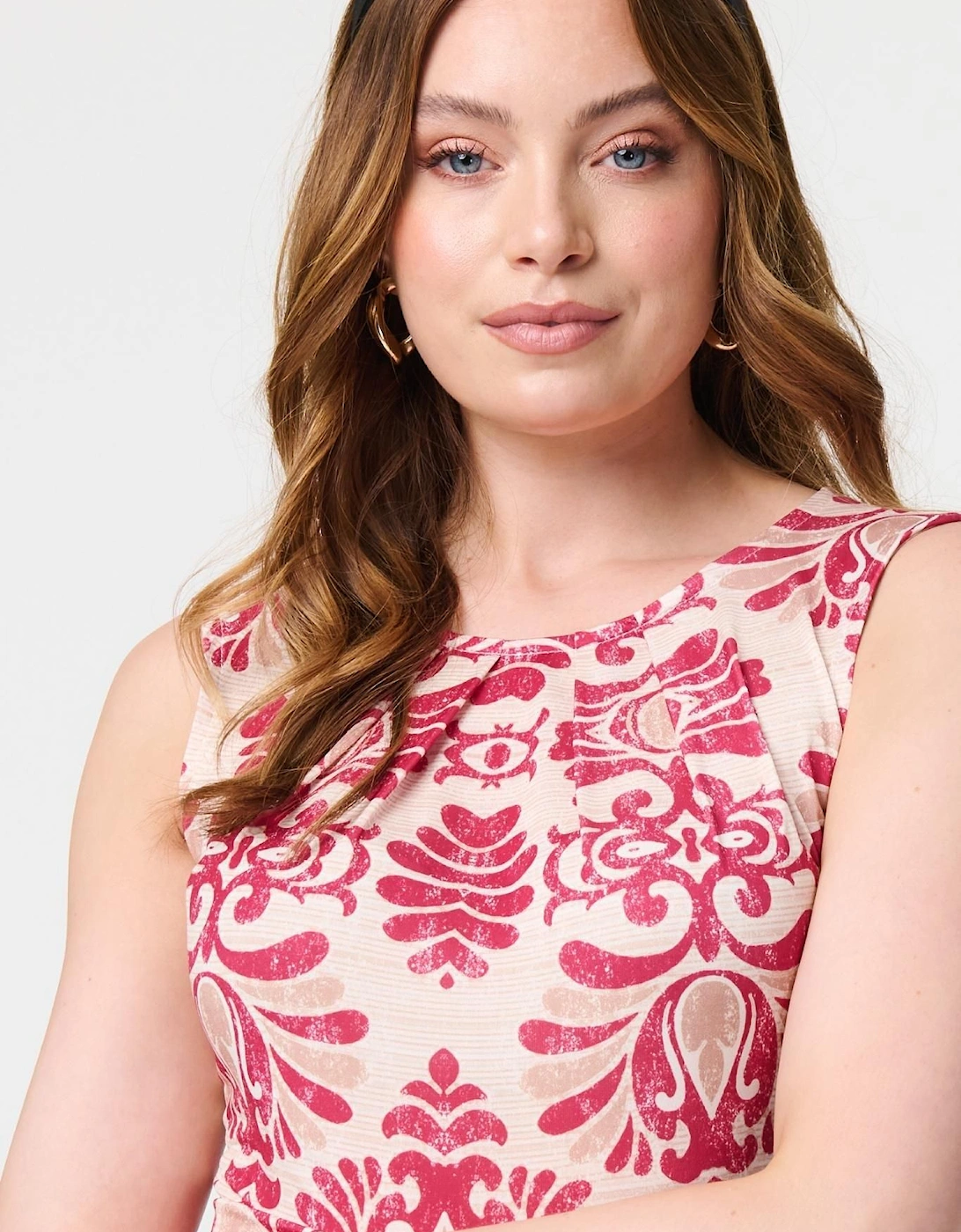 Printed Tie Waist Knee Length Skater Dress, 2 of 1