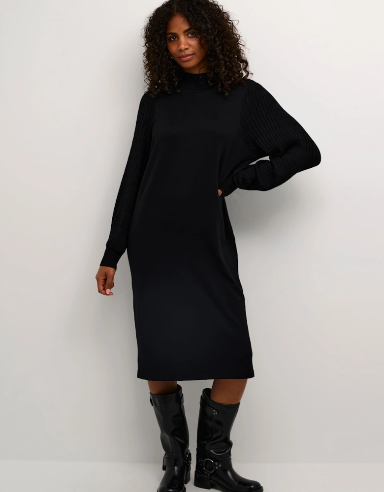 KAnanna Long Sleeve High Neck Knit Dress Plain