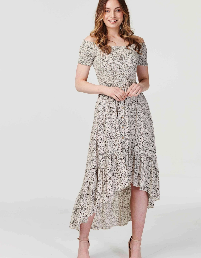 Ditsy Print Off The Shoulder Dress