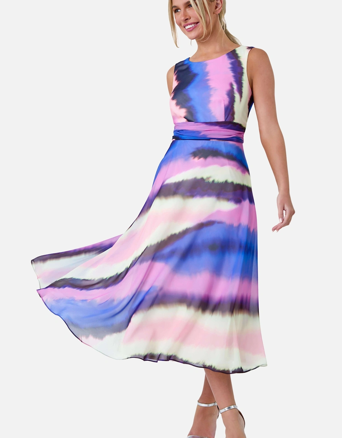 Petite Tie Dye Gathered Midi Dress, 2 of 1