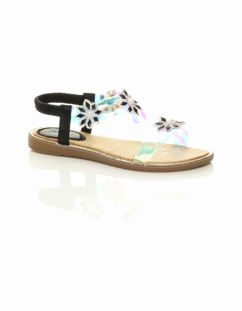 Flat  Heel Transparent Slingback  Sandals