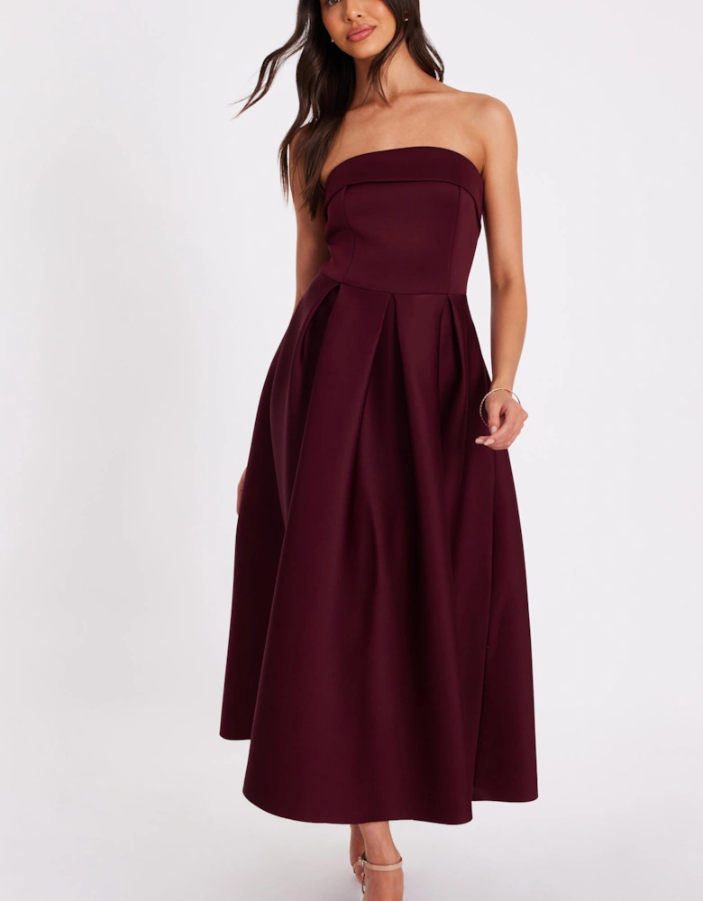 Burgundy Bandeau Skater Dress