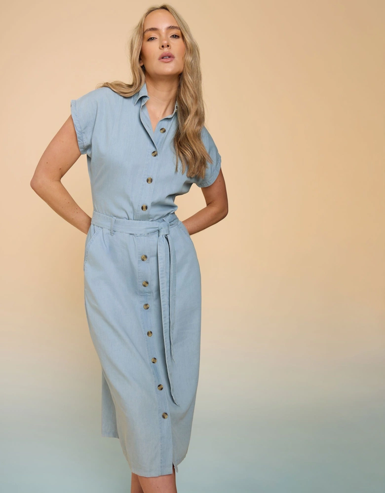 Tall Denim Tie Midi Dress