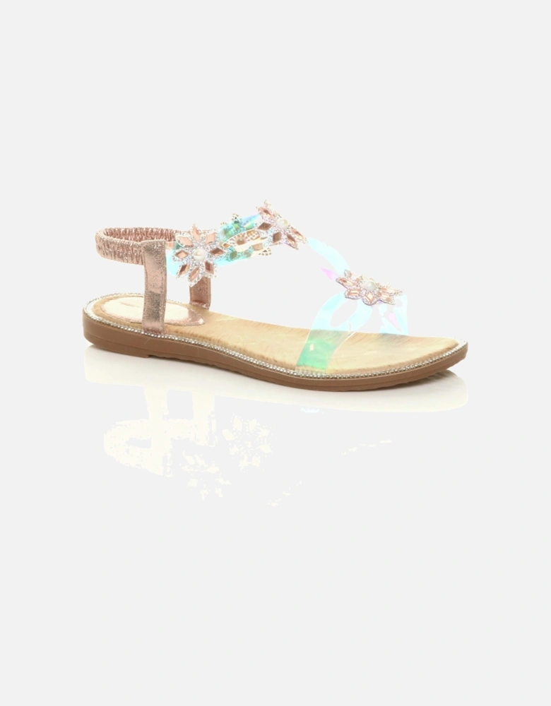 Flat  Heel Transparent Slingback  Sandals