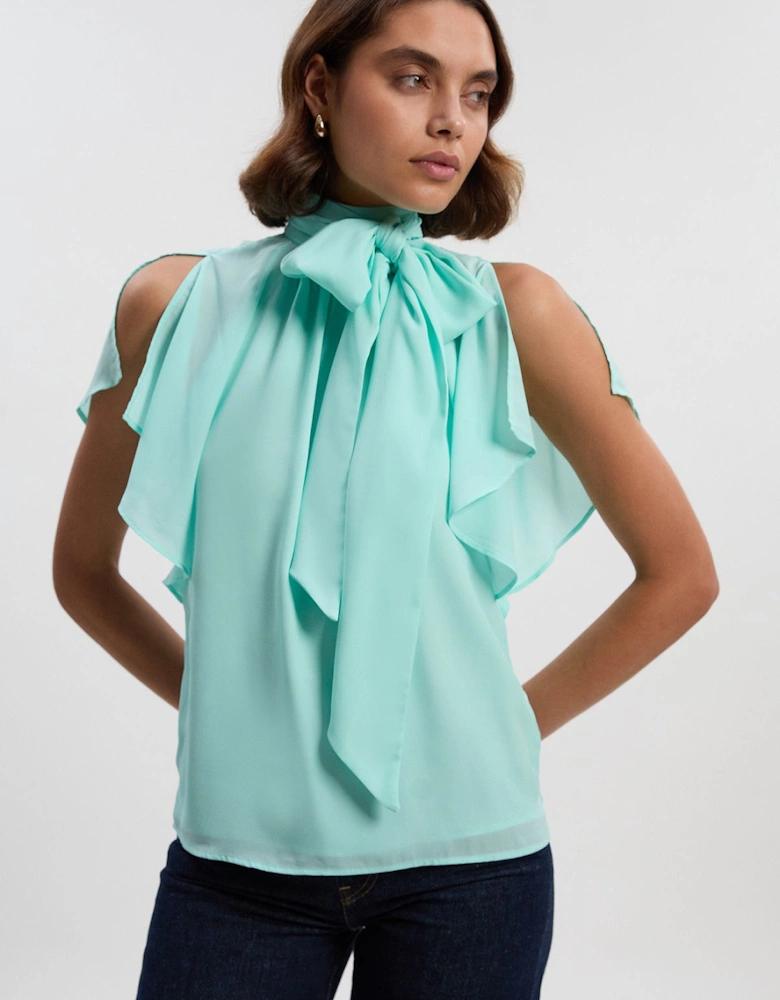 Pussy Bow Tie Woven Georgette Blouse