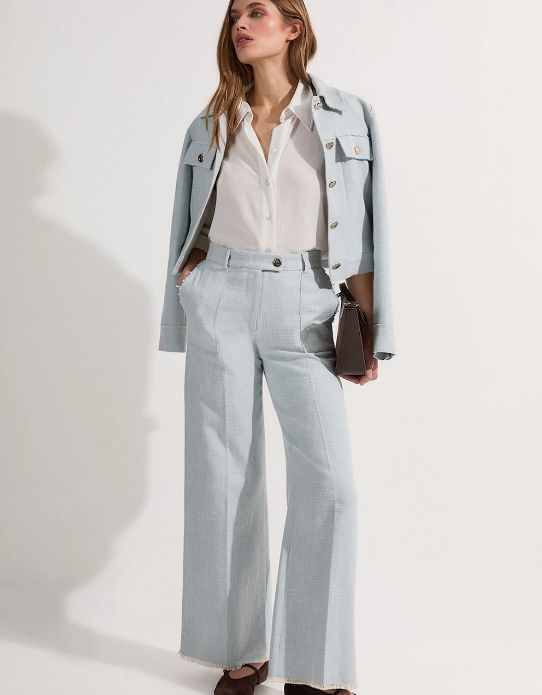 Petite Spring Tweed Tailored Straight Leg Trousers, 2 of 1