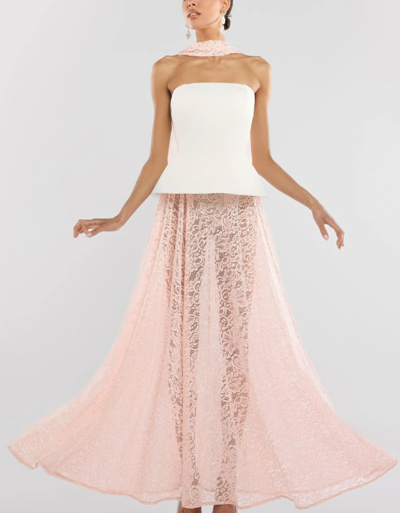 Floral Lace A Line Maxi Skirt