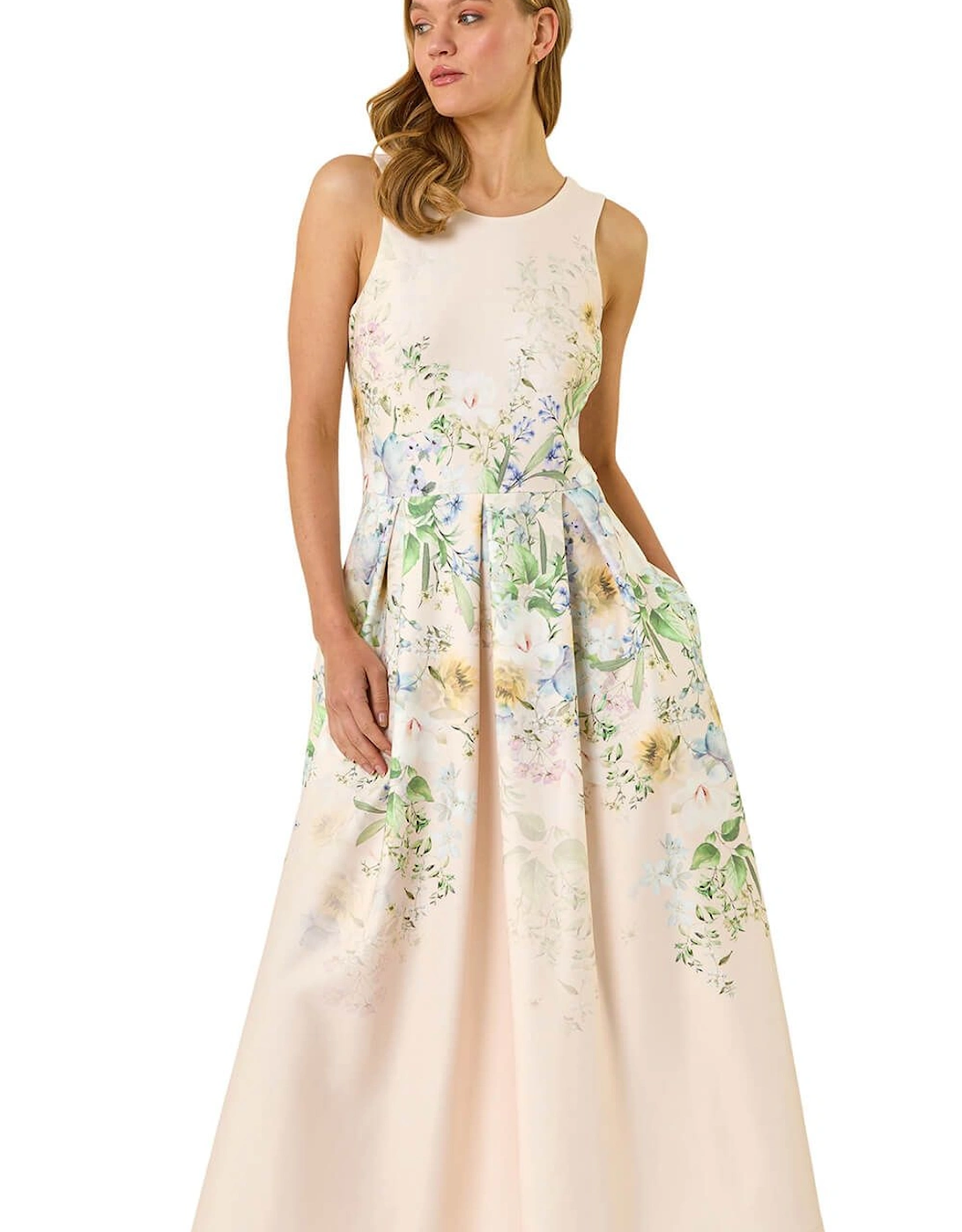 Floral Print Stretch Midi Dress, 2 of 1