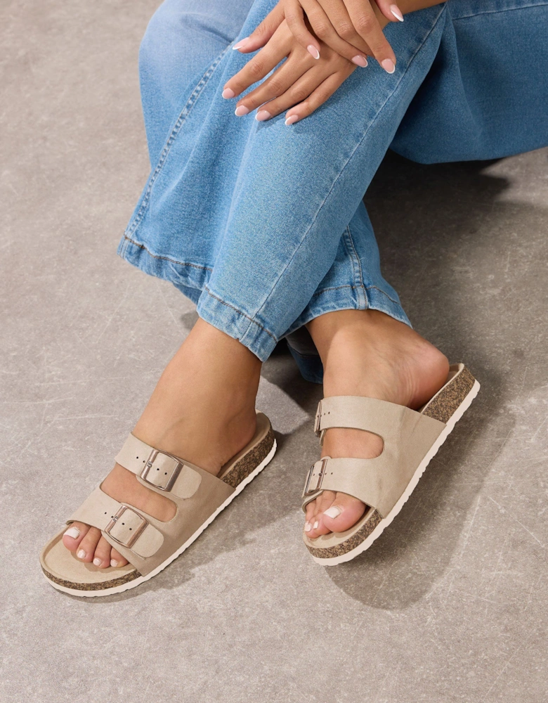 Faux Suede Buckle Strap Sandals