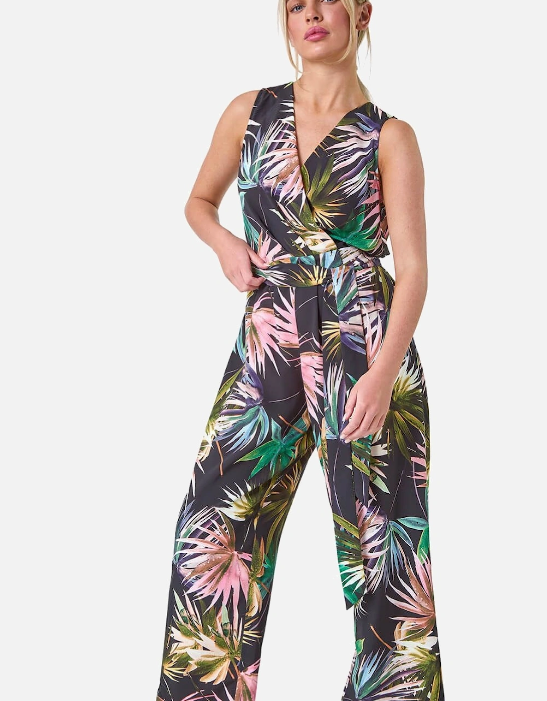 Petite Tropical Print Wrap Jumpsuit, 2 of 1