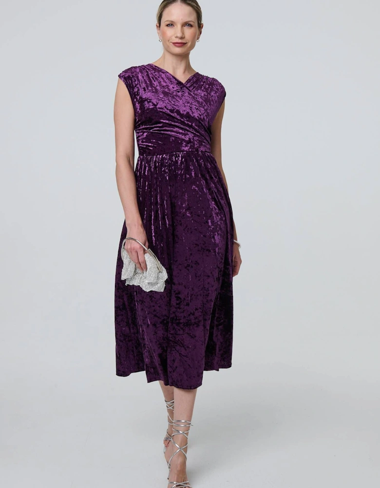 Crushed Velvet Fit & Flare Midi Dress