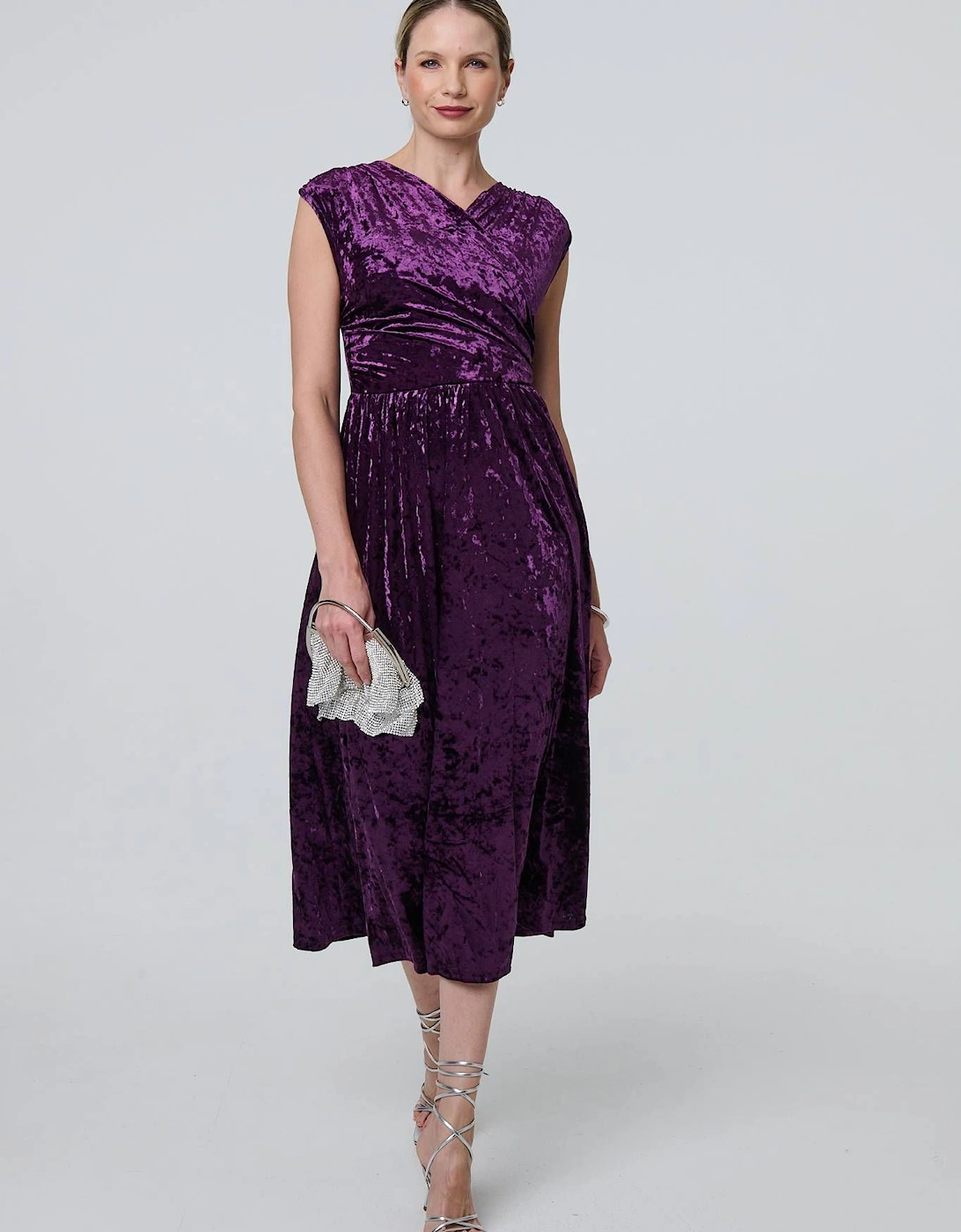 Crushed Velvet Fit & Flare Midi Dress, 2 of 1