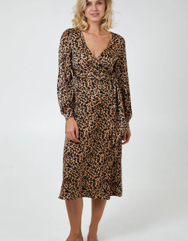 Draped Waist Wrap Dress