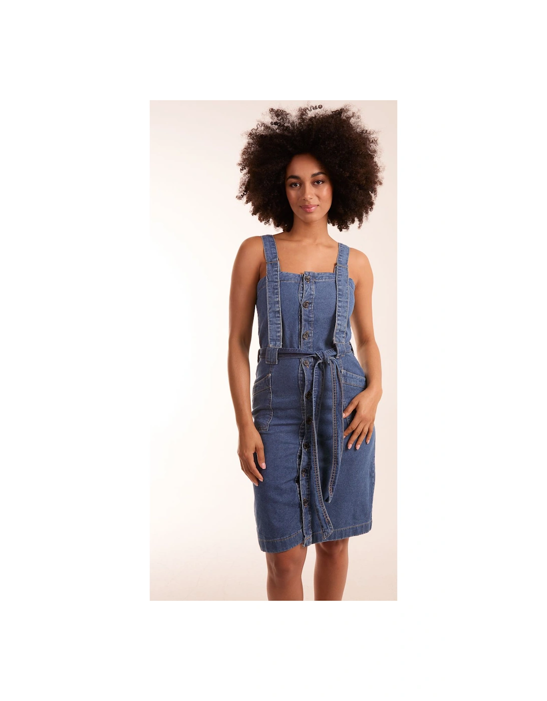 Button Front Pocket Denim Midi Dress, 2 of 1