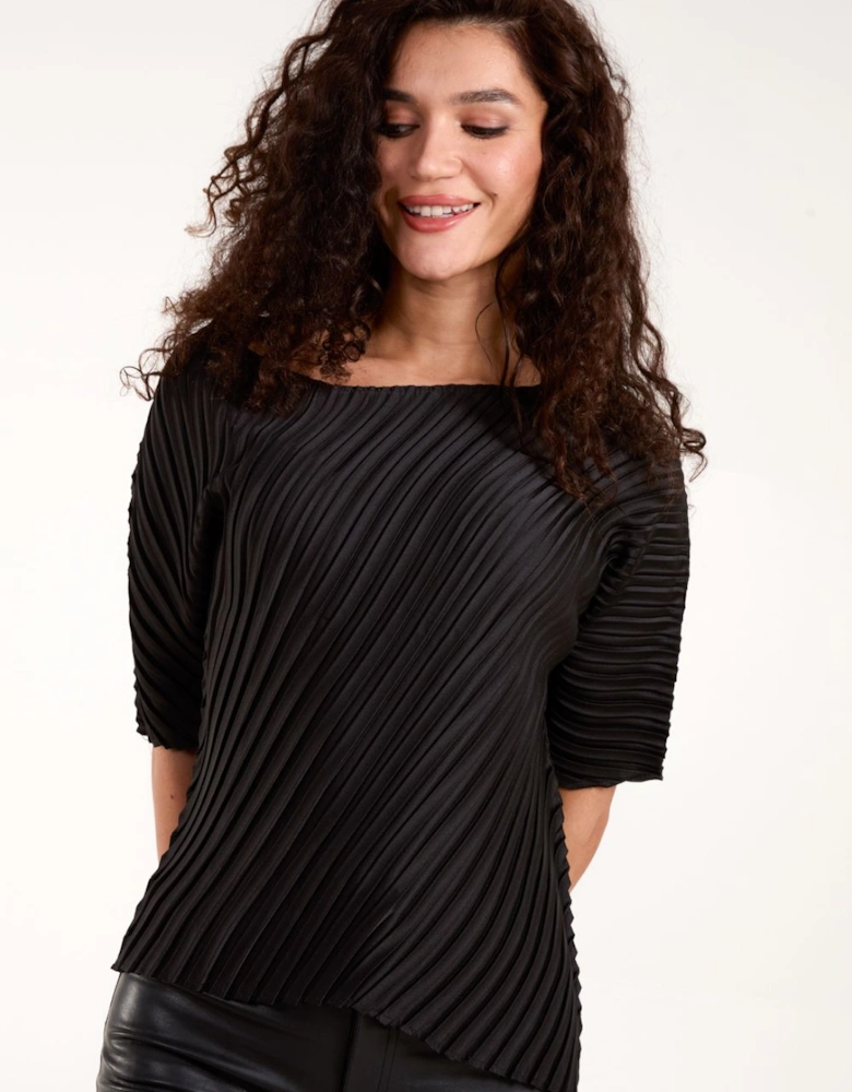 Pleated Satin Asymmetric Top
