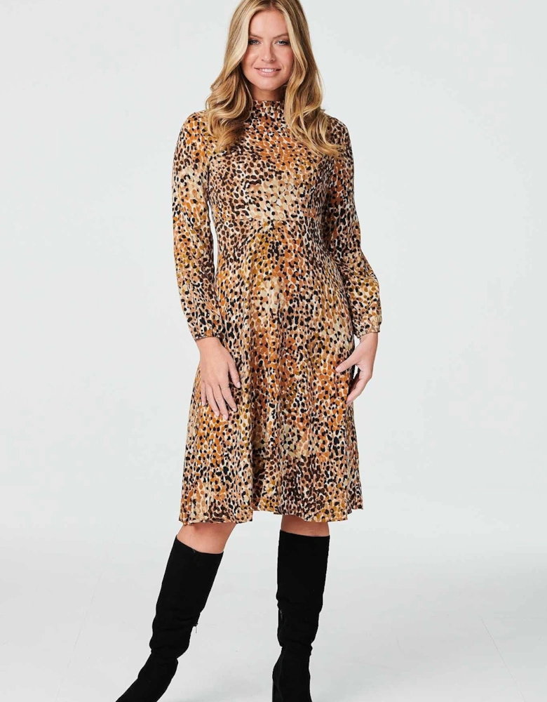 Ditsy Print High Neck Tea Dress