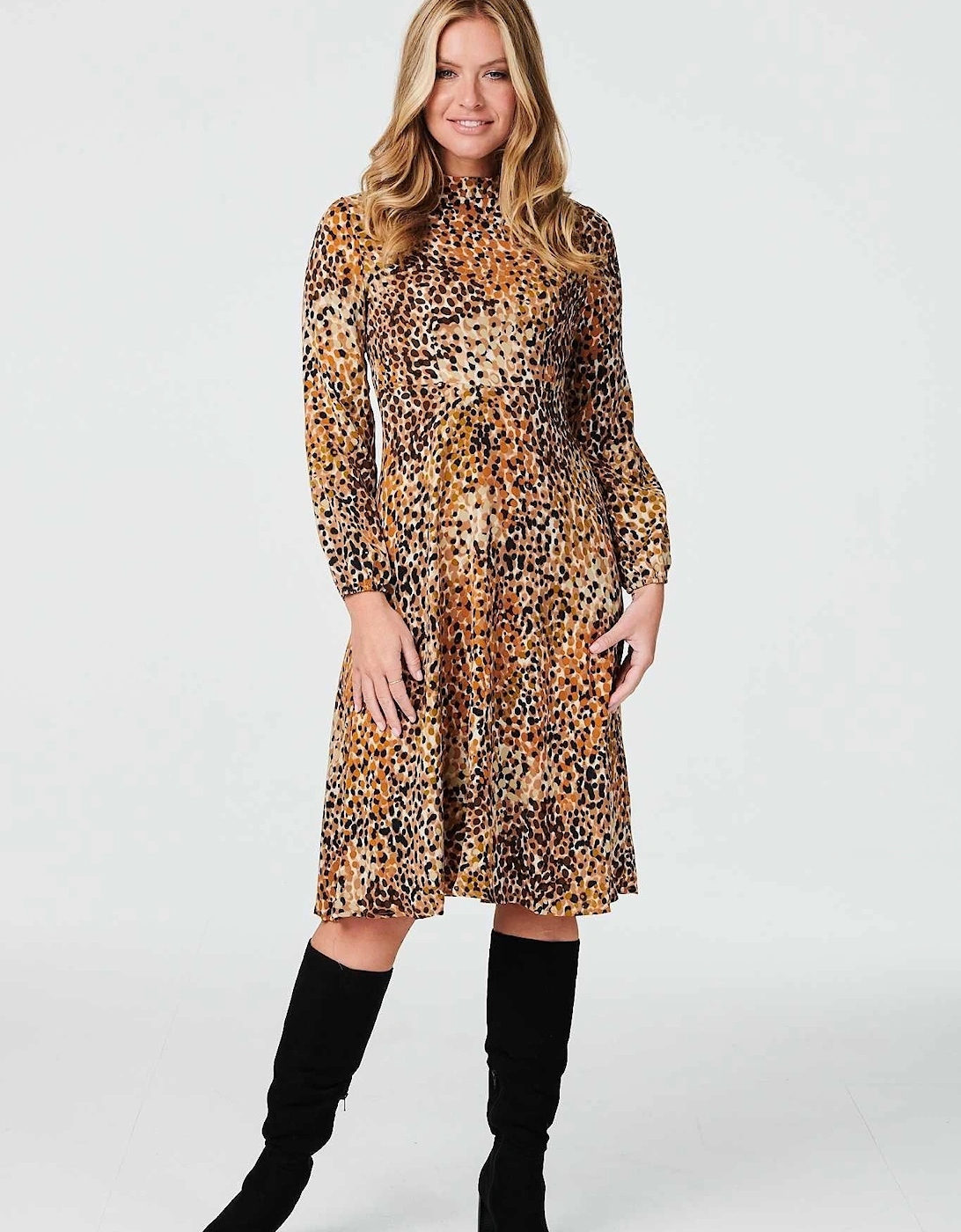 Ditsy Print High Neck Tea Dress, 2 of 1