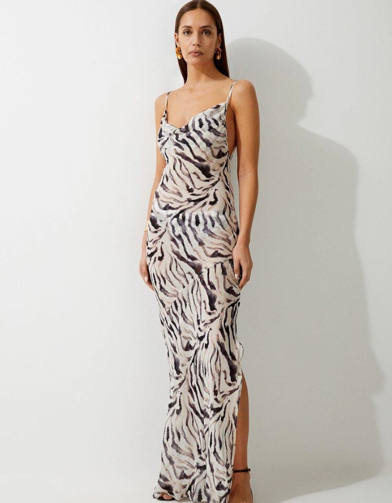 Animal Print Viscose Georgette Beach Slip Dress