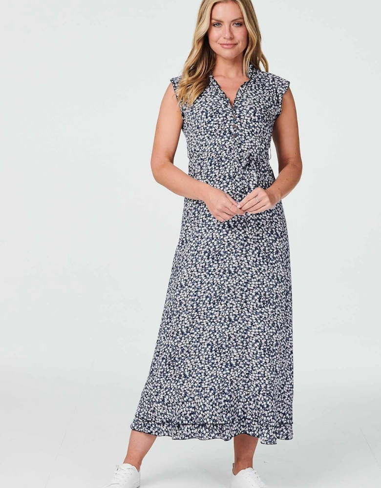 Ditsy Floral Frill Hem Maxi Dress