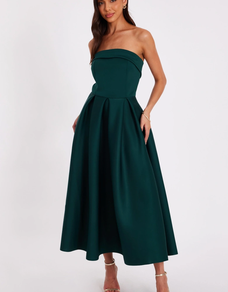 Green Bandeau Skater Dress