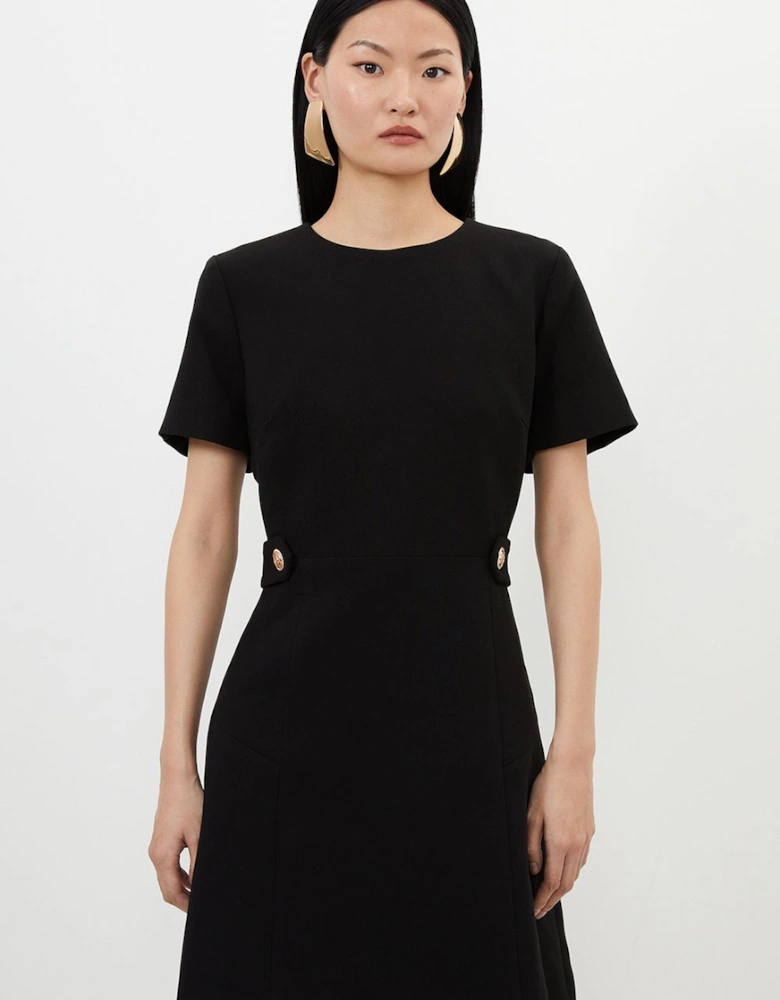 Petite Compact Stretch Essential Waist Tab Detail Tailored Mini Dress