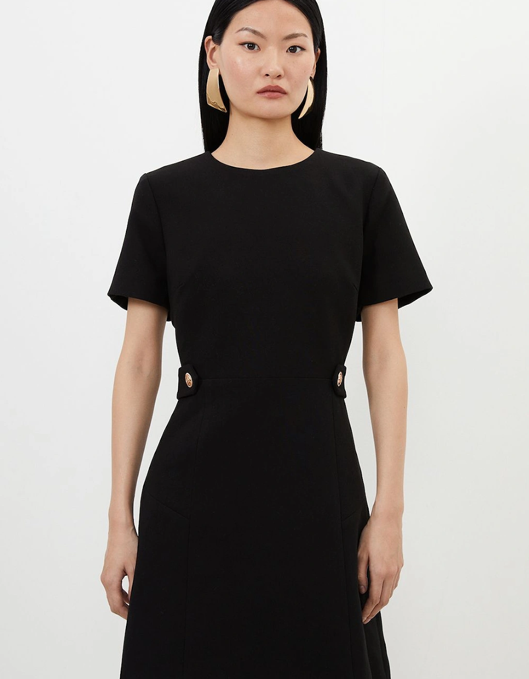 Petite Compact Stretch Essential Waist Tab Detail Tailored Mini Dress, 2 of 1