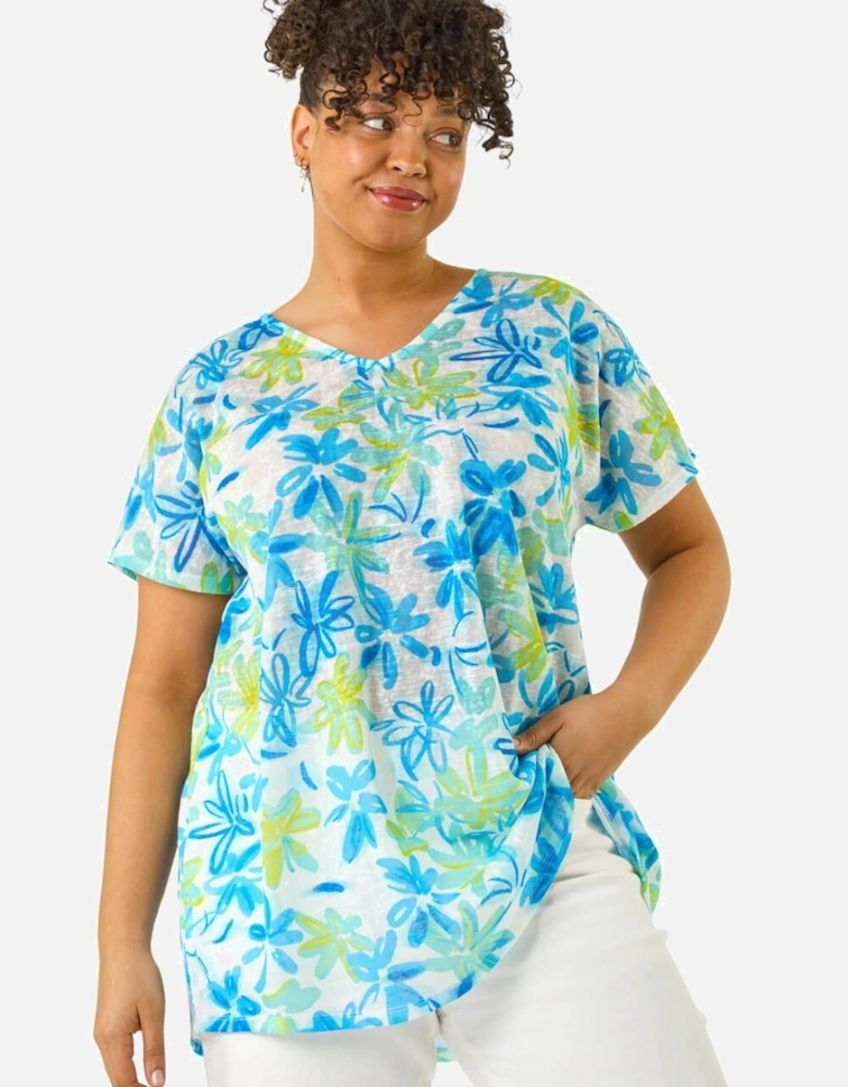 Curve V-Neck Floral Top