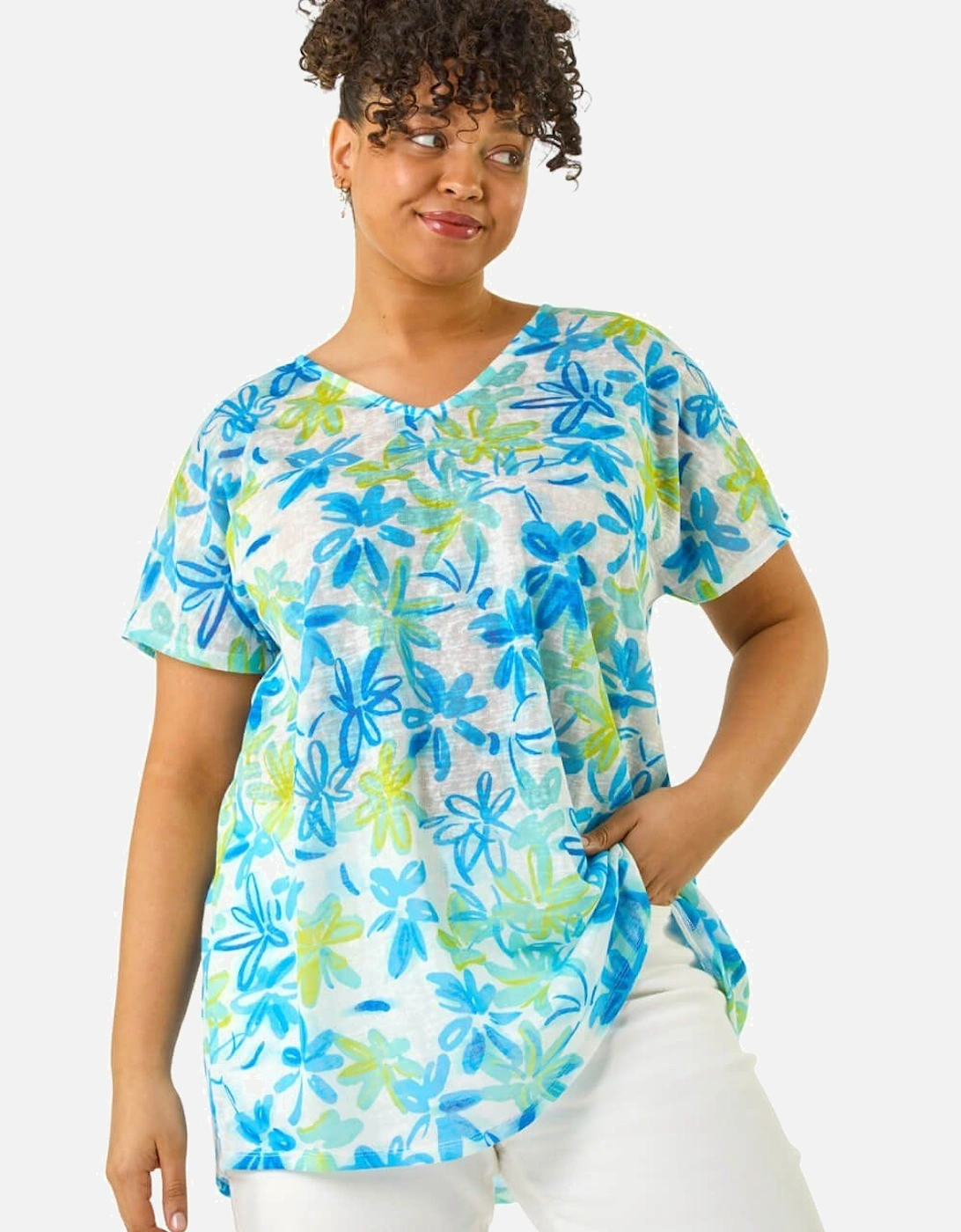 Curve V-Neck Floral Top, 2 of 1