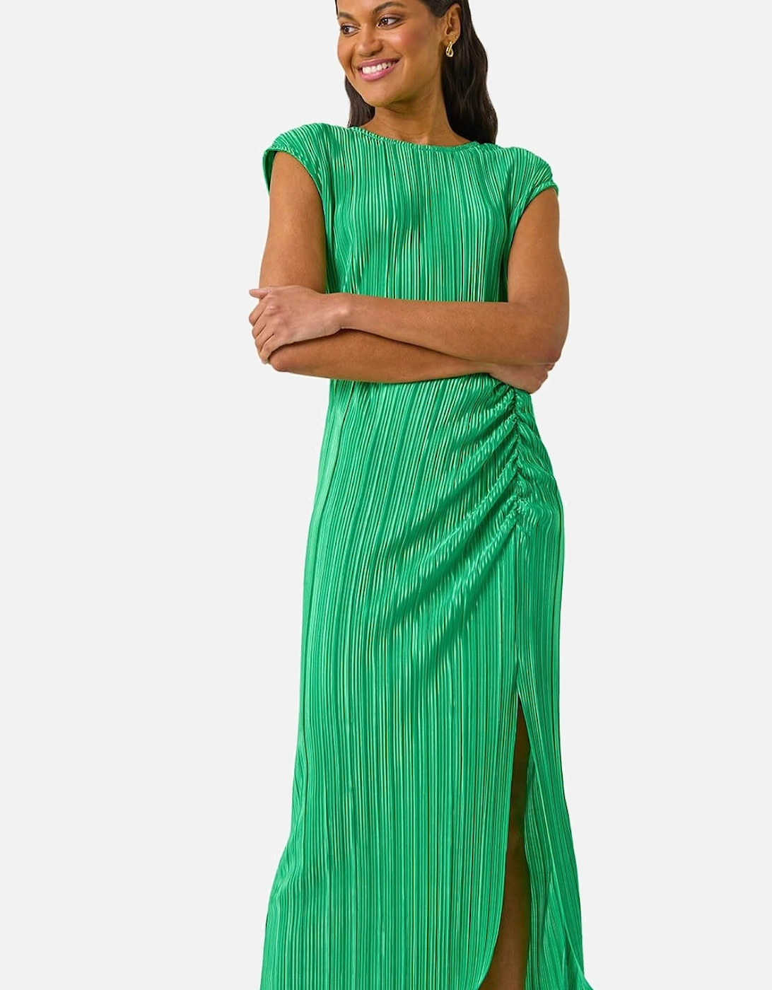 Plisse Cowl Back Midi Dress, 2 of 1