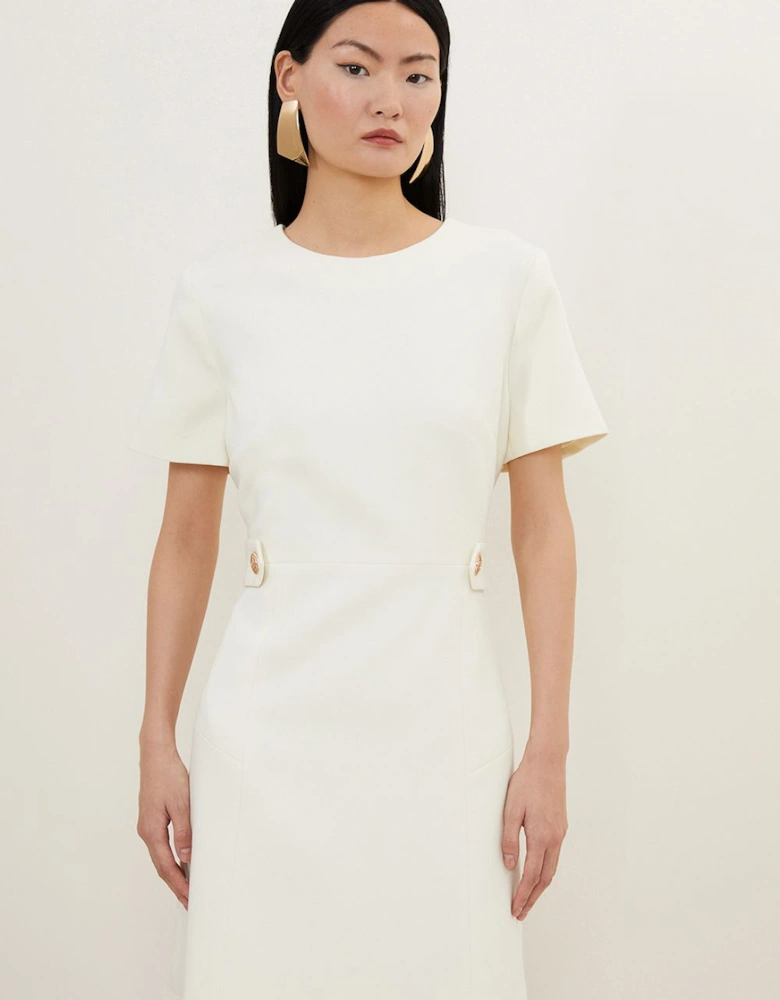 Petite Compact Stretch Essential Waist Tab Detail Tailored Mini Dress