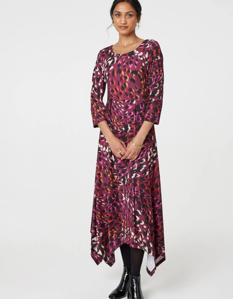 Animal Print Hanky Hem Jersey Dress