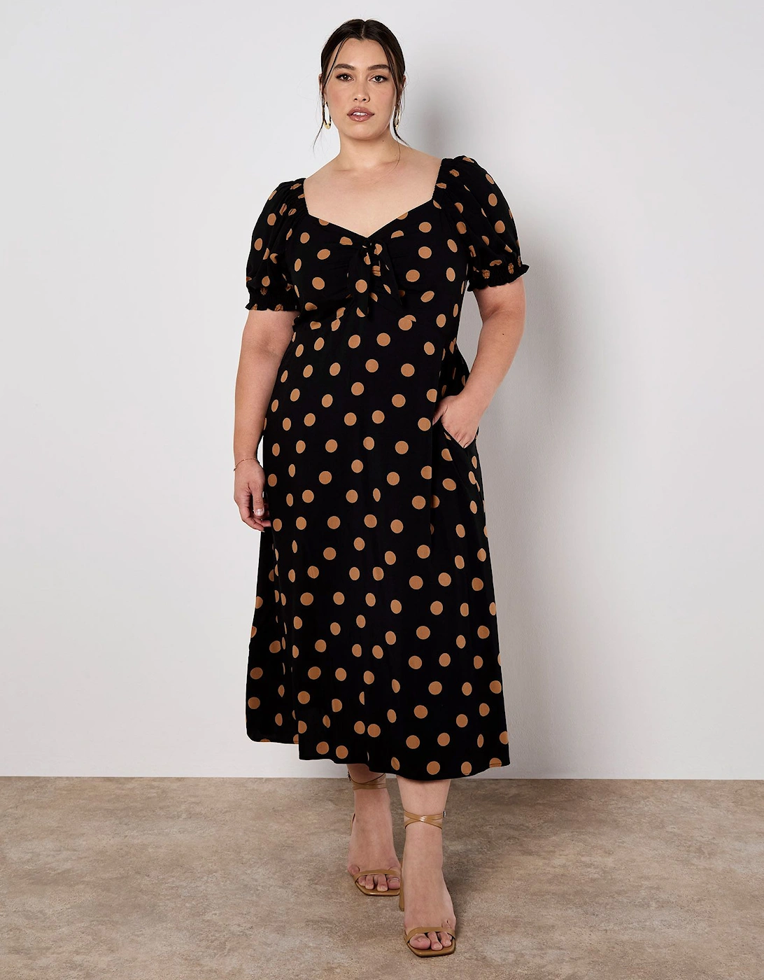 Polka Dot Bow Detail Midi Dress, 2 of 1