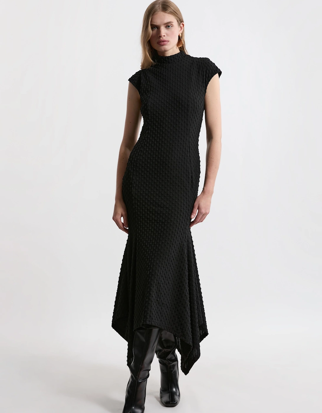 Textured Jersey Dramatic Hem Maxi Dress, 2 of 1