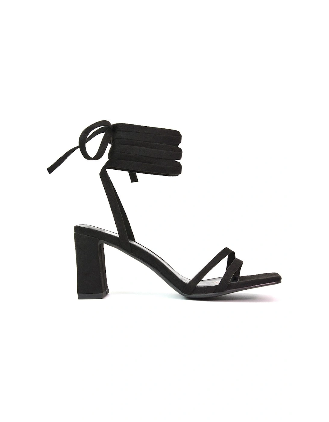 'Tanyel' Strappy Lace up Faux Suede Mid Block Heel Sandals, 2 of 1