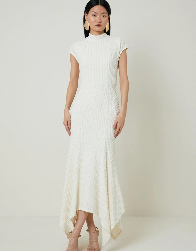 Textured Jersey Dramatic Hem Maxi Dress