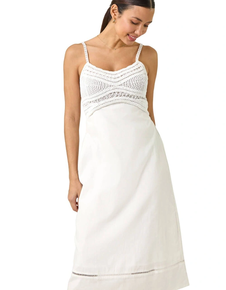 Lace Panel Strappy Midi Dress