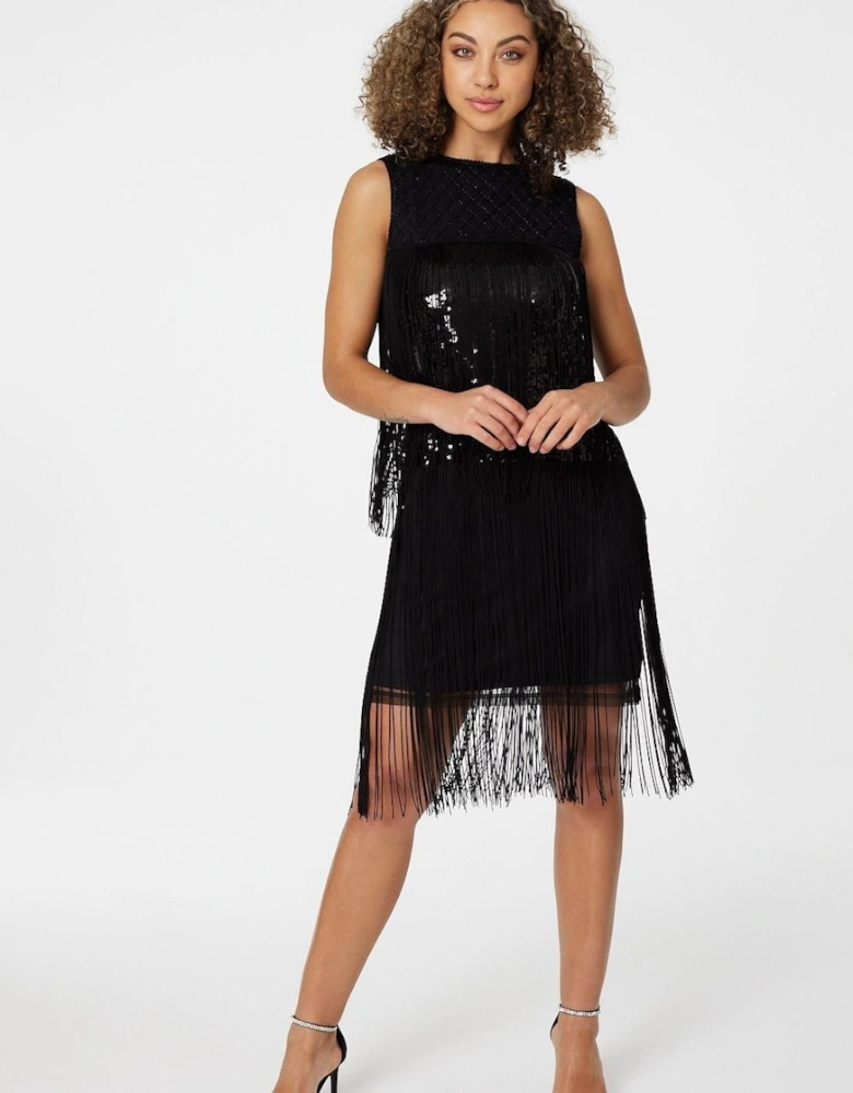 Sequin Fringed Shift Dress