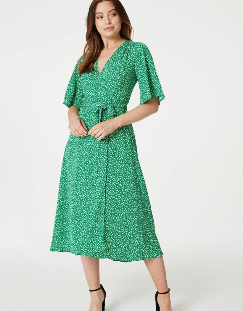 Ditsy Floral Midi Wrap Tea Dress