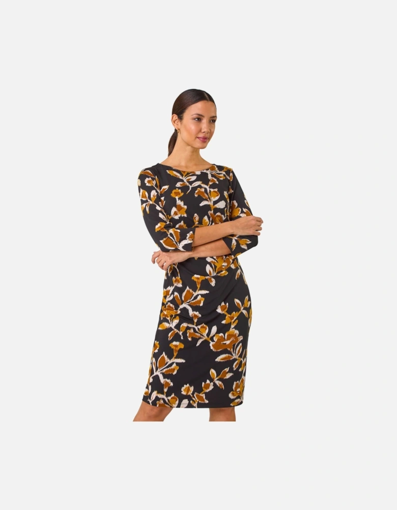 Abstract Side Ruched Dress