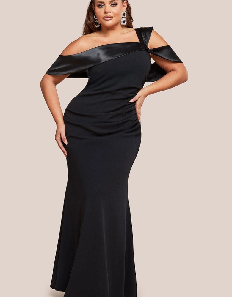 One Shoulder Satin Band Maxi Dress