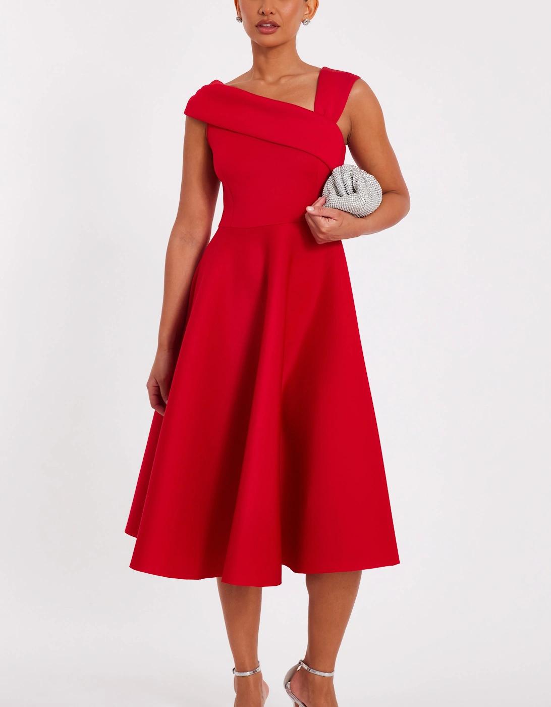 Red Asymmetric Midi Dress, 2 of 1