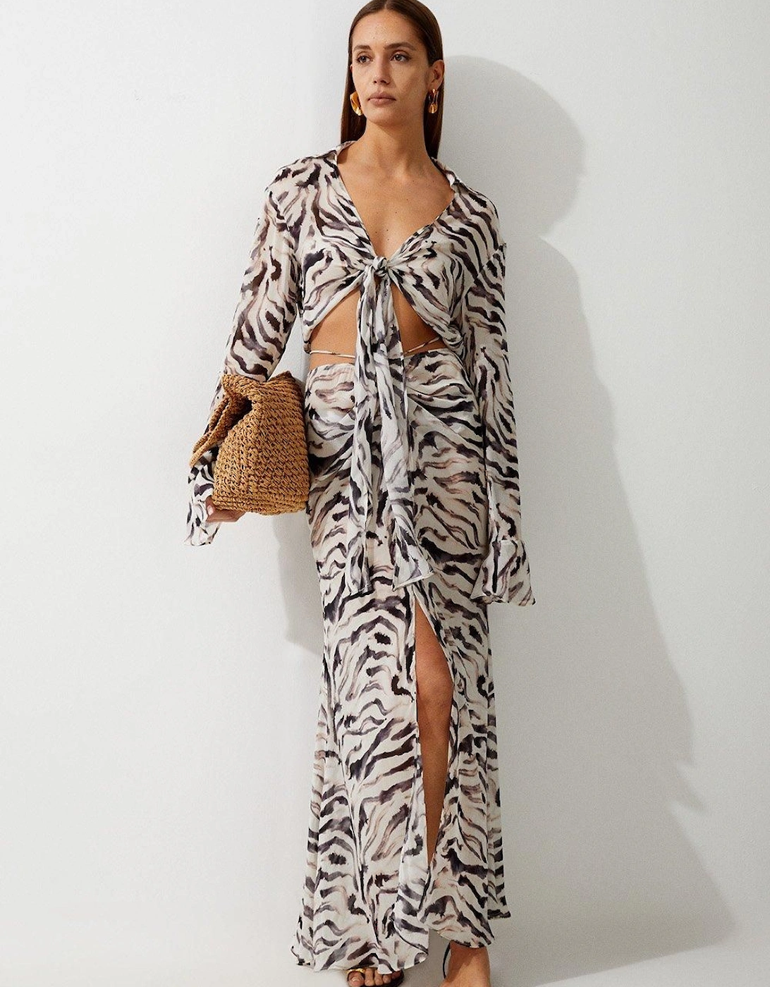 Animal Print Ruched Beach Skirt, 2 of 1
