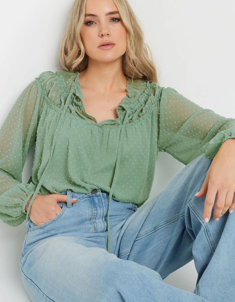 Tall Sheer Tie Neck Blouse