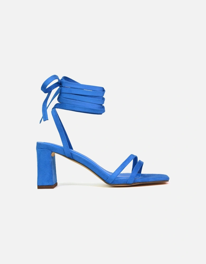'Tanyel' Strappy Lace up Faux Suede Mid Block Heel Sandals