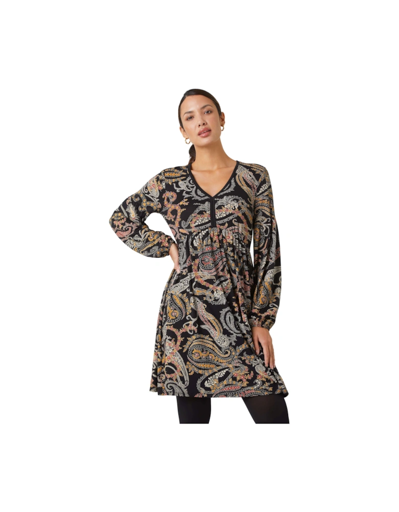 Paisley Print Stretch Dress