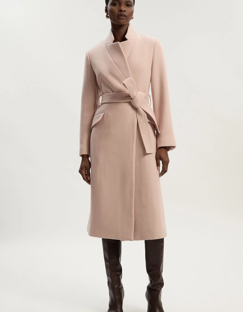 Wool Investment Notch Neck Tailored Midi Coat