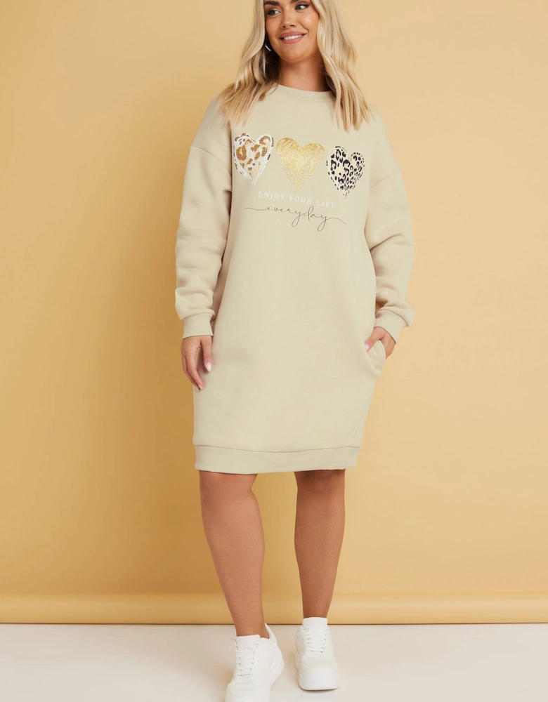 Leopard Heart Sweatshirt Dress