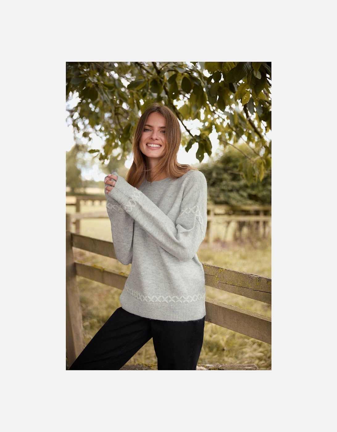 Contrast Blanket Stitch Jumper, 2 of 1