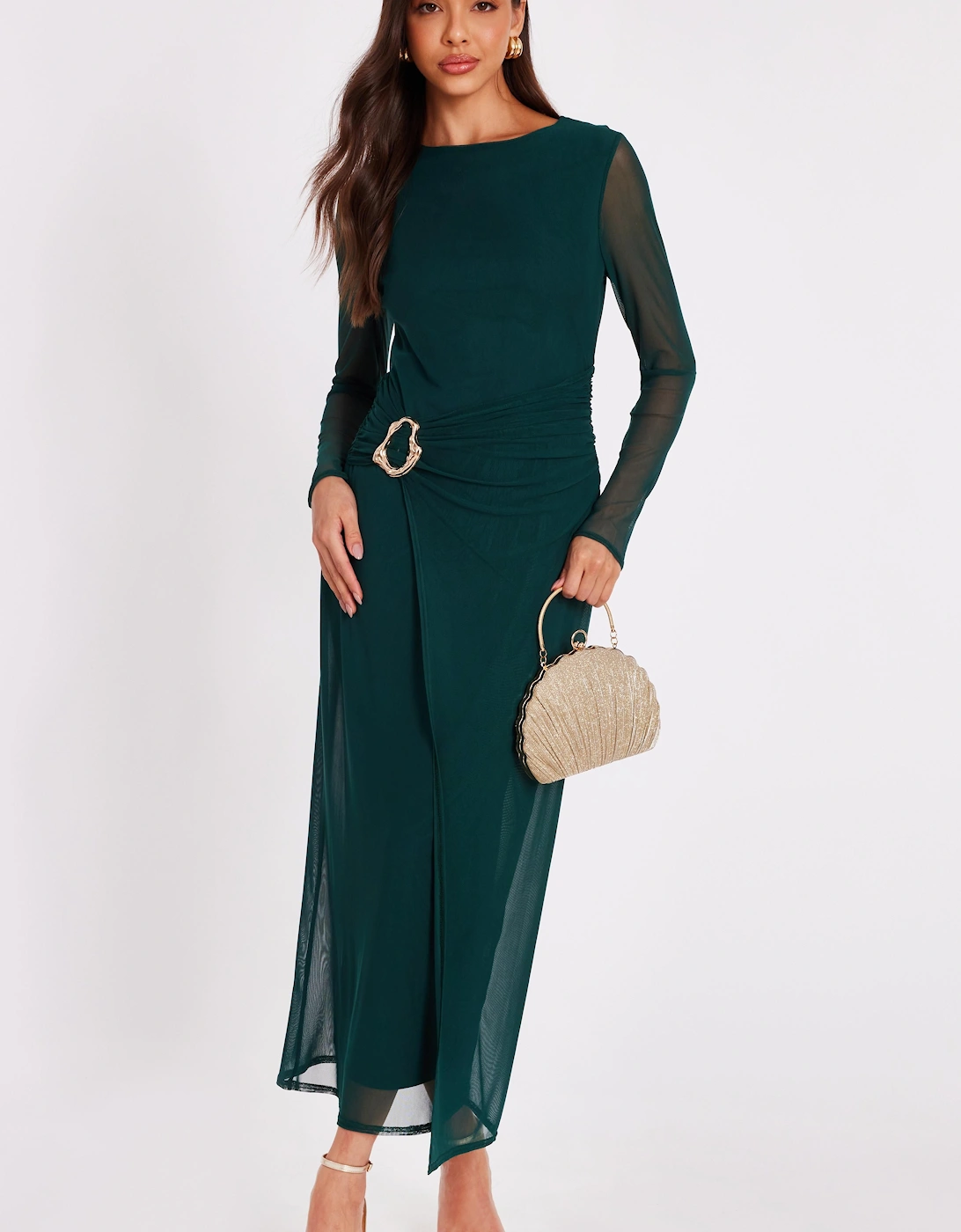 Green Mesh Buckle Midaxi Dress, 2 of 1