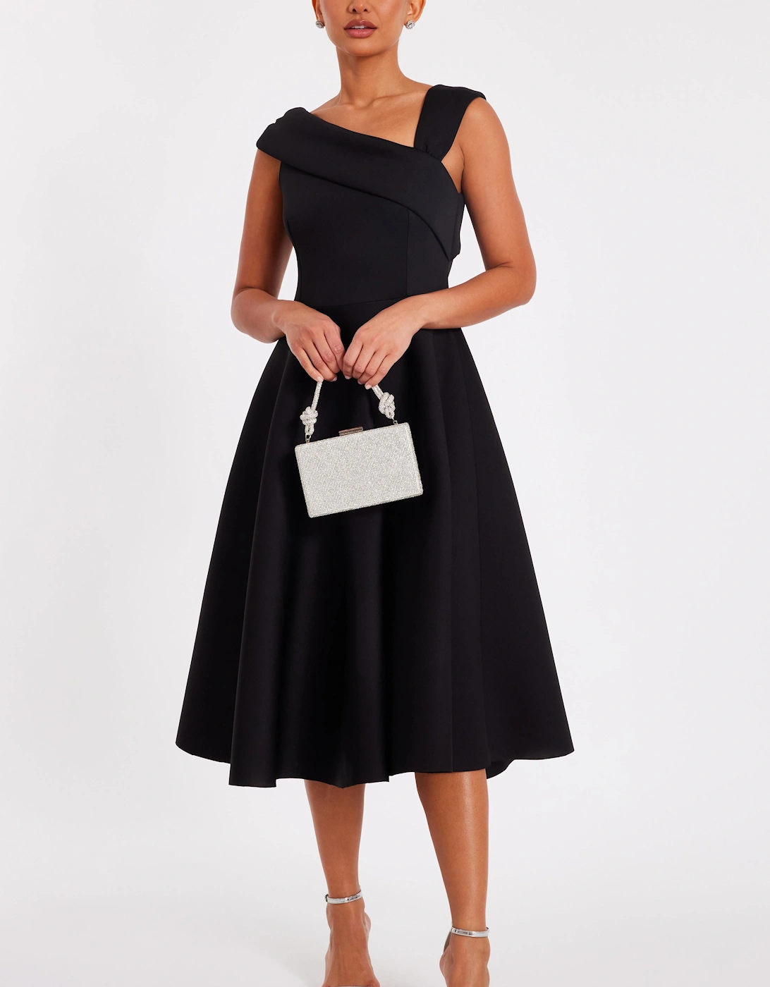 Black Asymmetric Midi Dress, 2 of 1